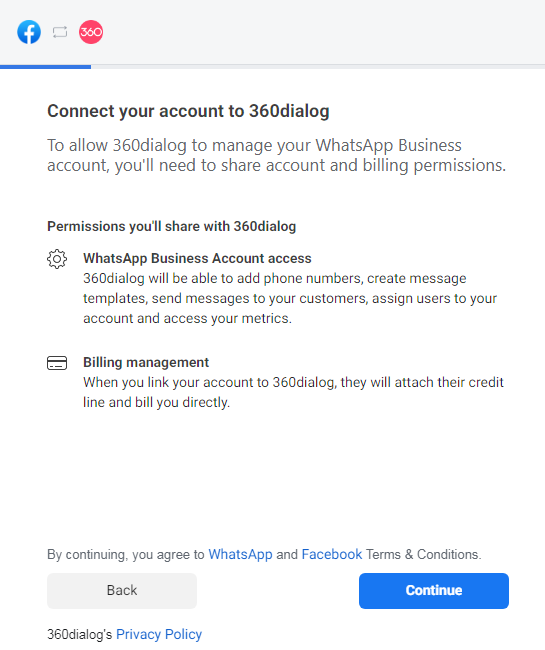 Connect your account to 360dialog