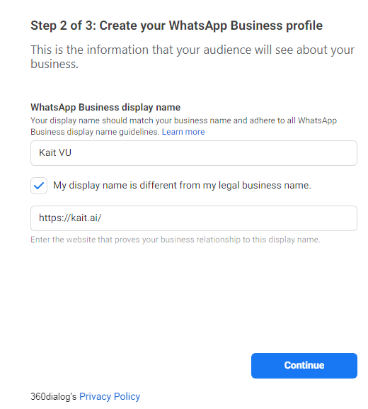 whatsapp business profile