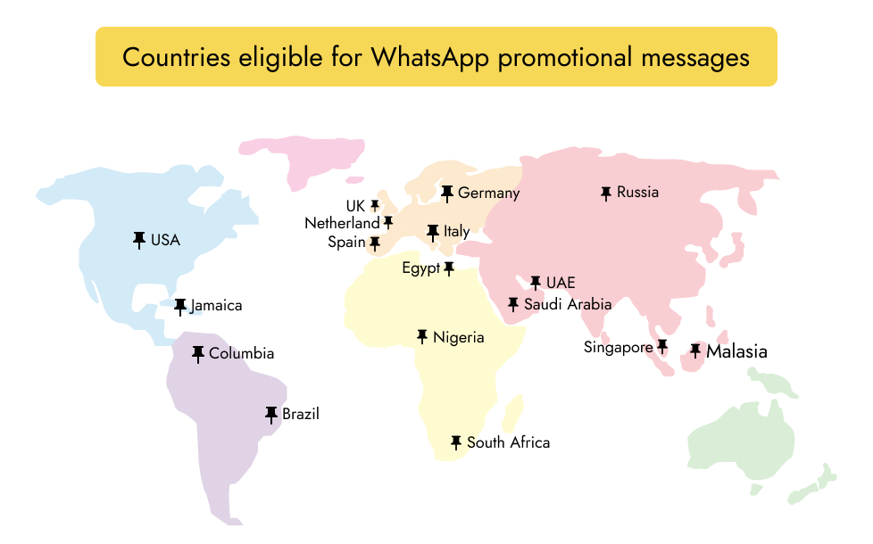 Countries eligible for WhatsApp promotional messages